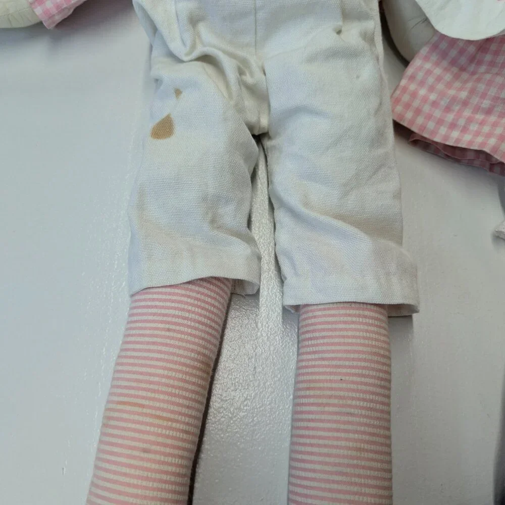 Vintage Hand Made Raggedy Ann and Andy Pink Gingham Large Size *Stains